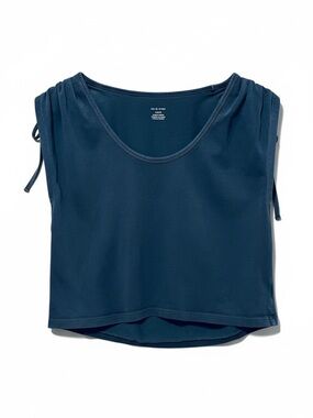 American Eagle Ruched Shoulder Crop Top Dark Gray Tie Sleeve – Size L